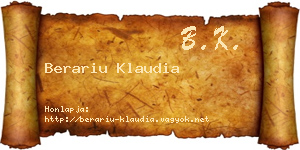 Berariu Klaudia névjegykártya